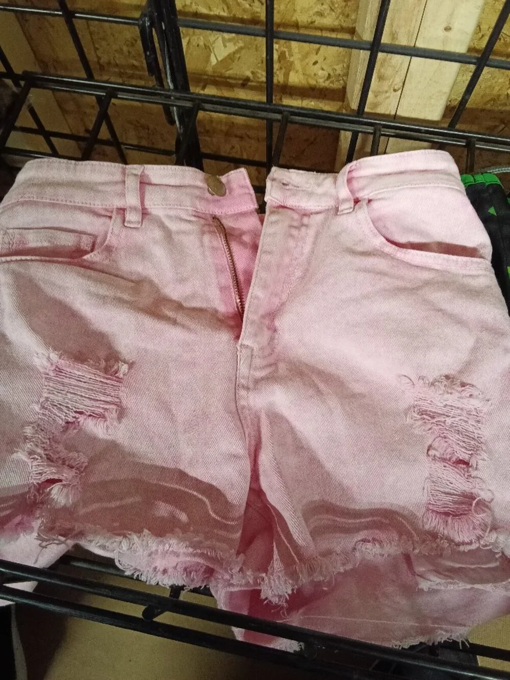 Justice Girls Pink Distressed Denim Shorts Size 14